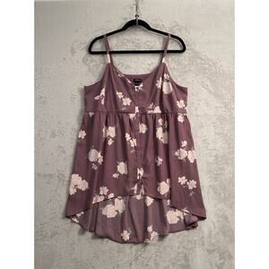 Torrid Floral Purple Cami Tank Top Size 3X Boho Cottagecore Coquette High Low